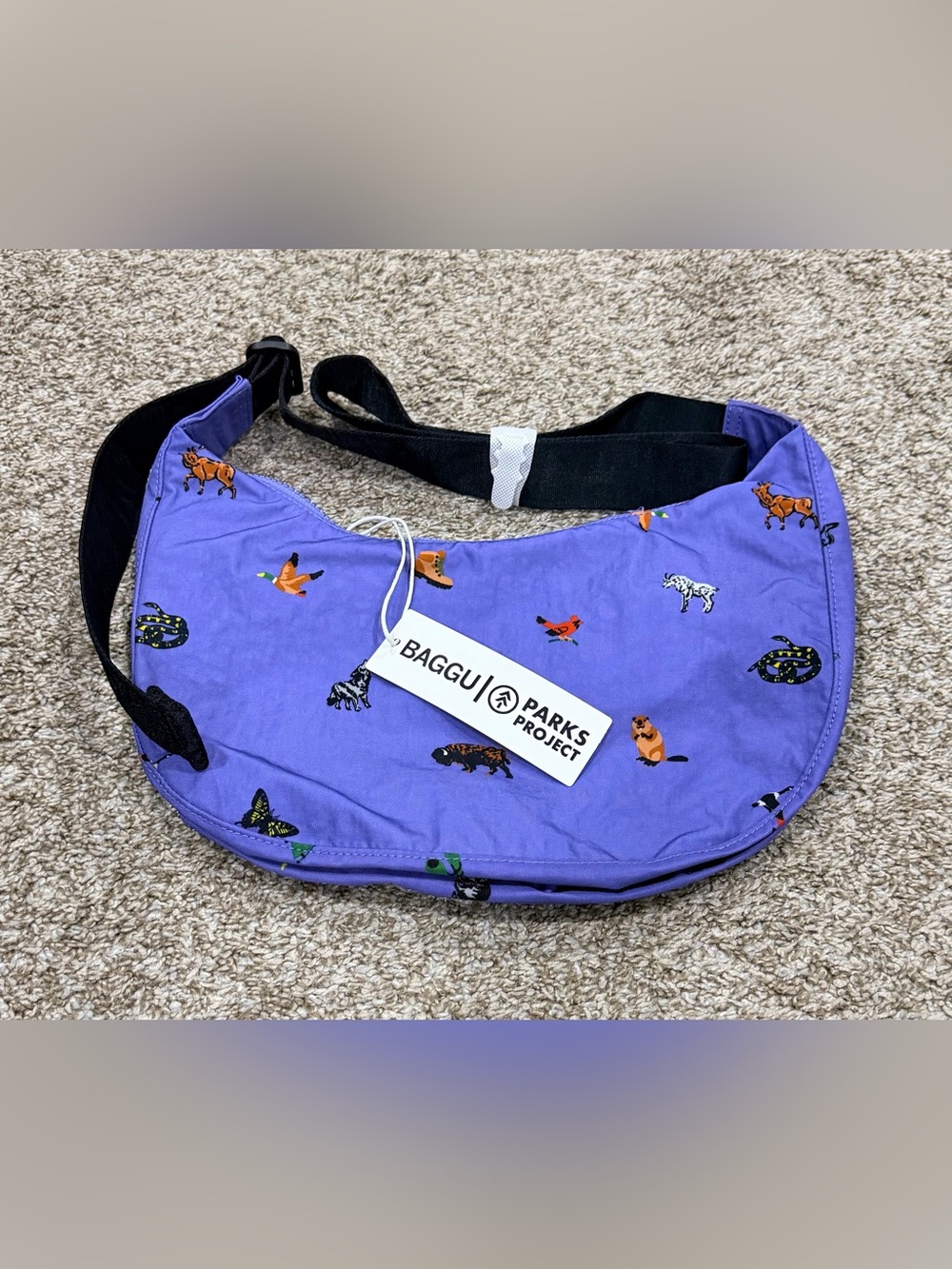 BAGGU x Parks Project Naturalist Club Medium Nylon Crescent Bag — Violet 💜